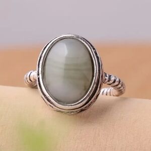Vintage Oval Faux gemstone Gray-Green Ring